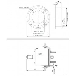 HTPF2 - VETUS Adapter Niro für HTP Pumpe, Einbautiefe: 78 mm