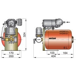 HYDRF24 - VETUS Wasserdrucksystem 24 Volt, Inhalt 8 Liter