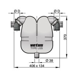 LGS4038 - VETUS Auspuffgas-Separator 38/Anschluss 40 mm