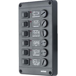 P6F24 - VETUS Schalterplatte Typ P6 mit 6 Sicherungen / 24 Volt
