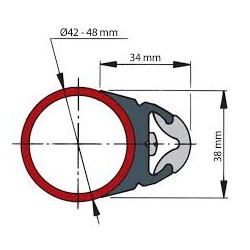 ROND4248 - VETUS Viryl Scheuerleiste Typ ROND4248, 20m Rolle Dunkelgrau