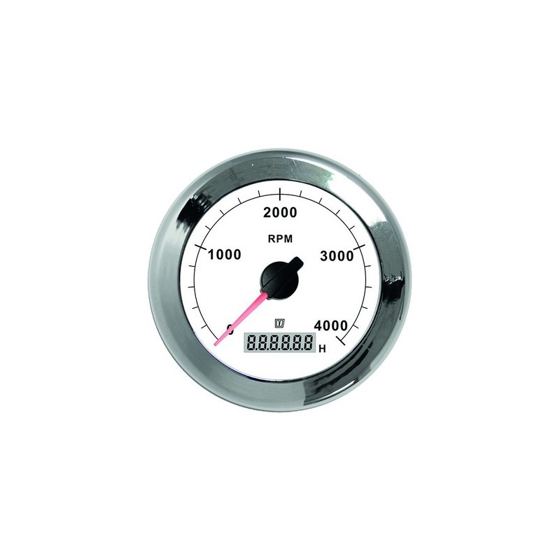 TACHW4000 - VETUS Drehzahlmesser mit Stundenzähler, weiss, 4000 RPM