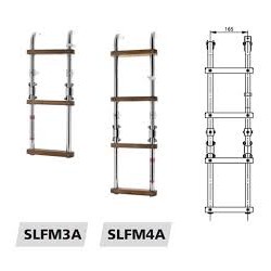 SLFM4A - Badeleiter klappbar, Inox/Teakholzstufen, 4 Stufen