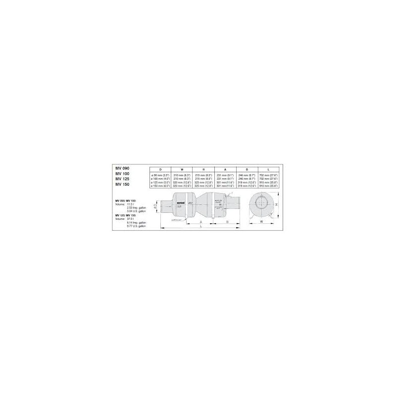 MV090 - VETUS Schalldämpfer MV, 90mm